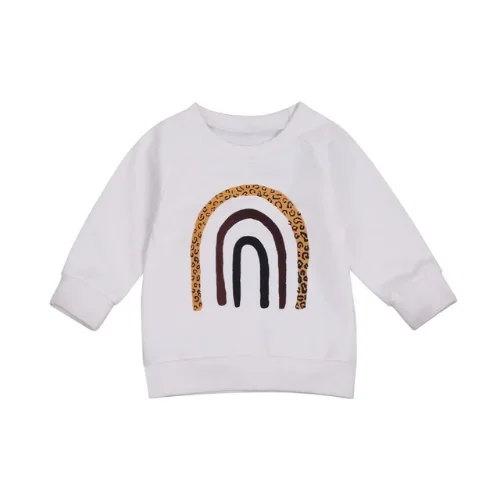 

Toddler Boy Girl Clothes Rainbow Sweatshirt Kids Long Sleeve Shirt Top Crewneck Cotton Pullover Cartoon Graphic T-Shirt Outwear