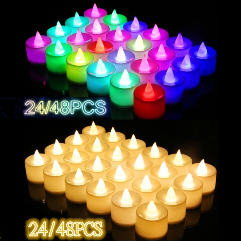 

24pcs Flameless LED Tealight Candles Wedding Light Romantic Candles Lights Candles Home Decoration Surprise Decoration