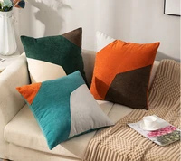 frosted velvet color matching pillowcase home decorative cushions for sofa contrast 45x45cm square geometry cushion cover