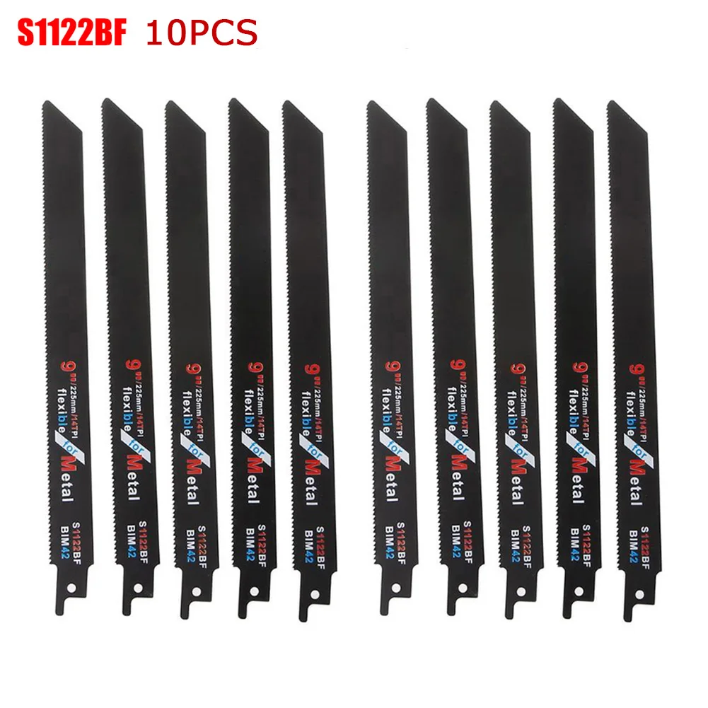 

10pcs 225mm 6inch Reciprocating Saw Blades 14TPI For Metal Fast Cutting BIM Saw Blades S1122BF For Bosch Dewalt