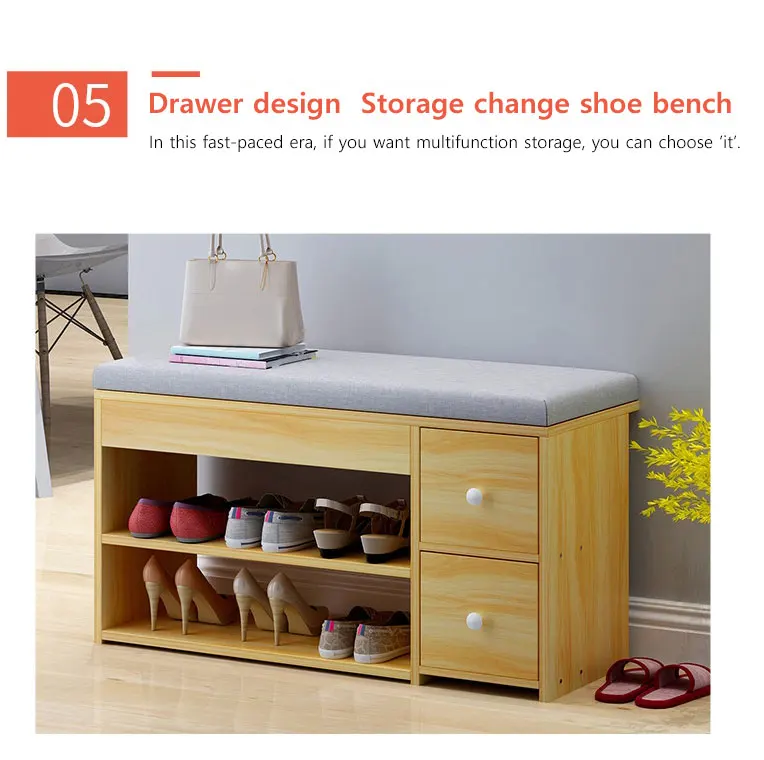 Nordic Creative Entrance Shoe Bench Storage Stool Multi-function Double-layer Shoe Rack Living Room Sofa Stool