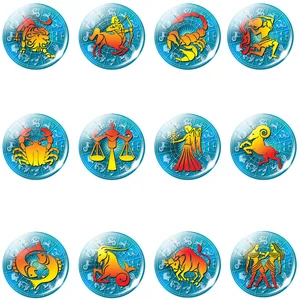 Милый Магнит на холодильник со знаками Зодиака, стеклянный кабошон 30 мм, Лев дева, 12 созвездий, наклейка на доску для сообщений, магнит на холодильник, украшение для дома