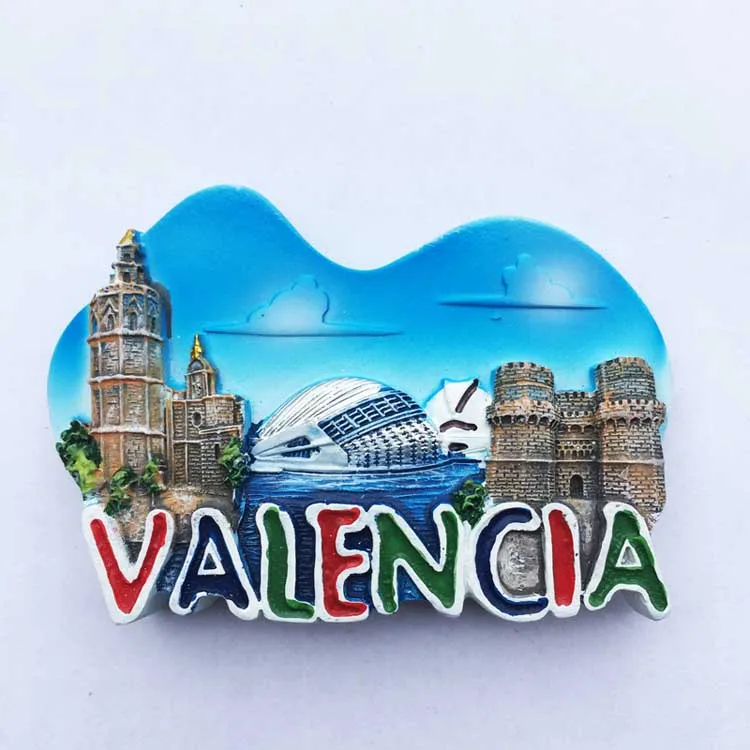 

QIQIPP Spain Valencia three building three dimensional landscape tourist souvenir magnetic paste refrigerator