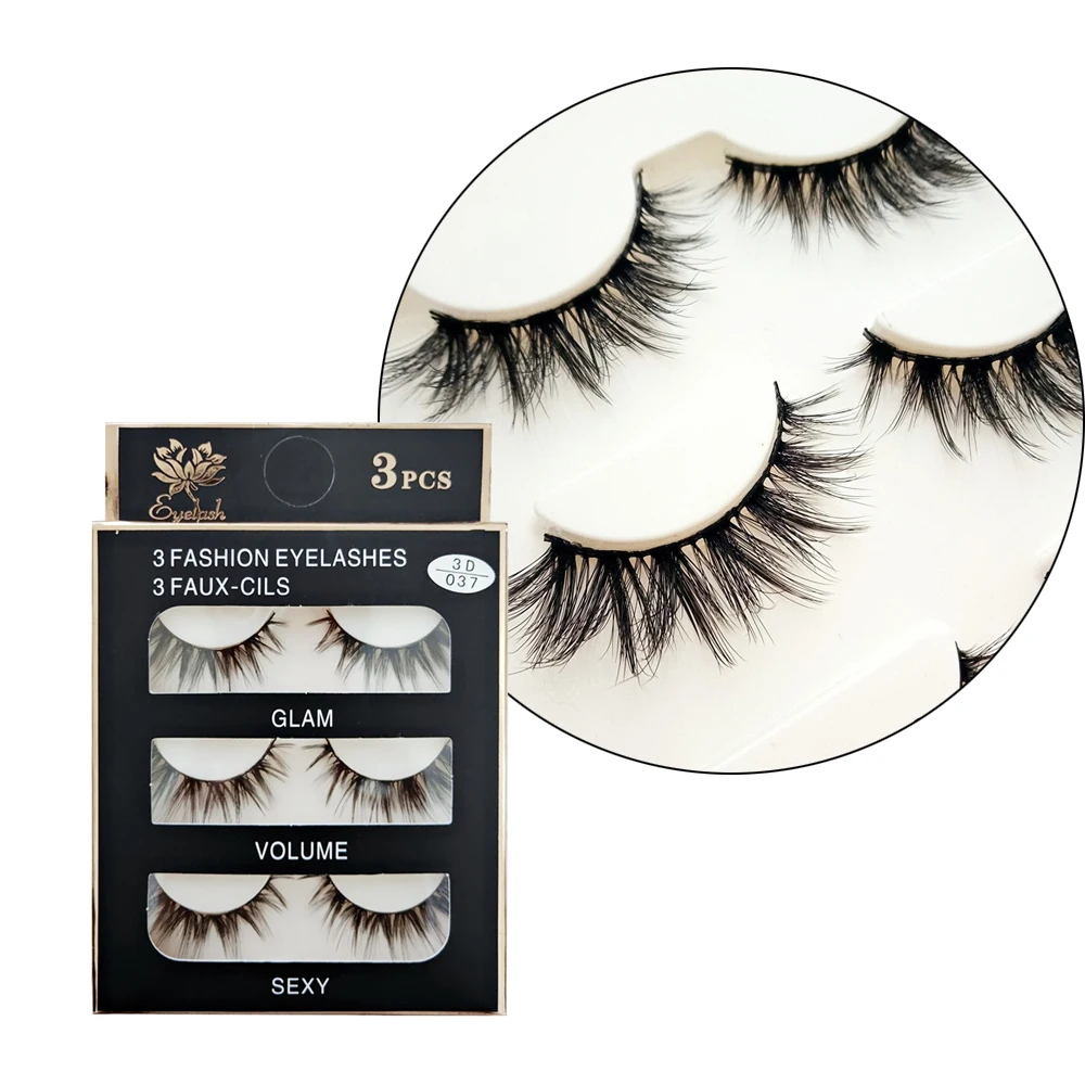 3 пары толстых норковых накладных ресниц перекрещивающиеся длинные пушистые