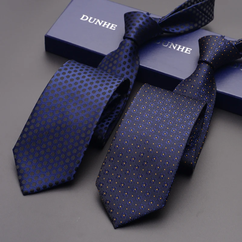 Corbatas de negocios de alta calidad para hombres, corbatas a rayas de 6cm y 8cm de color azul profundo, marca de diseñador de lujo, regalo para hombres, 2022