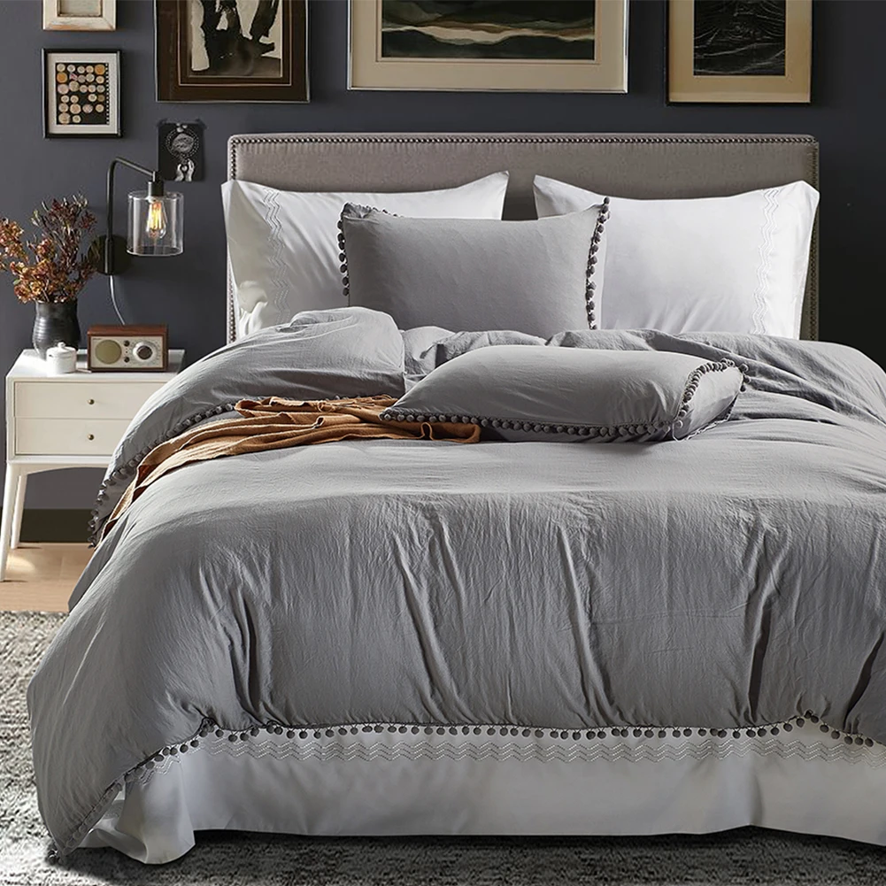 

Pillowcase+Quilt Cover Bedding Set With Lovely Ball Decorative 100%Cotton Comfortable Home Bedclothes Pillowcase And Quilt