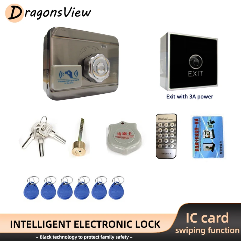 DragonsView Intercom Electronic Lock with 12V 3A Power Exit Button for Video Door Phone Intercom System Door Access Control