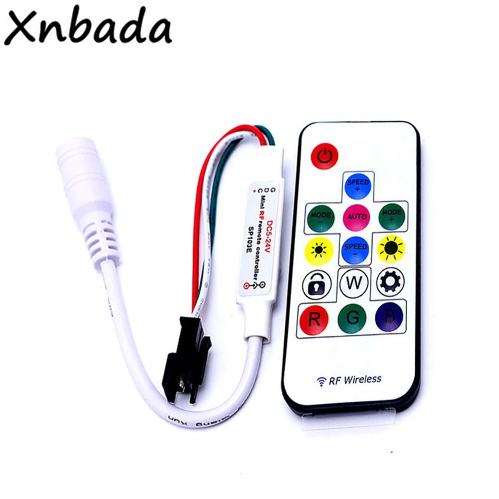 Светодиодные ленты светильник WS2812B WS2811 SK6812 RGB Led контроллер; 14 ключей RF беспроводной пульт дистанционного управления DC5-24V
