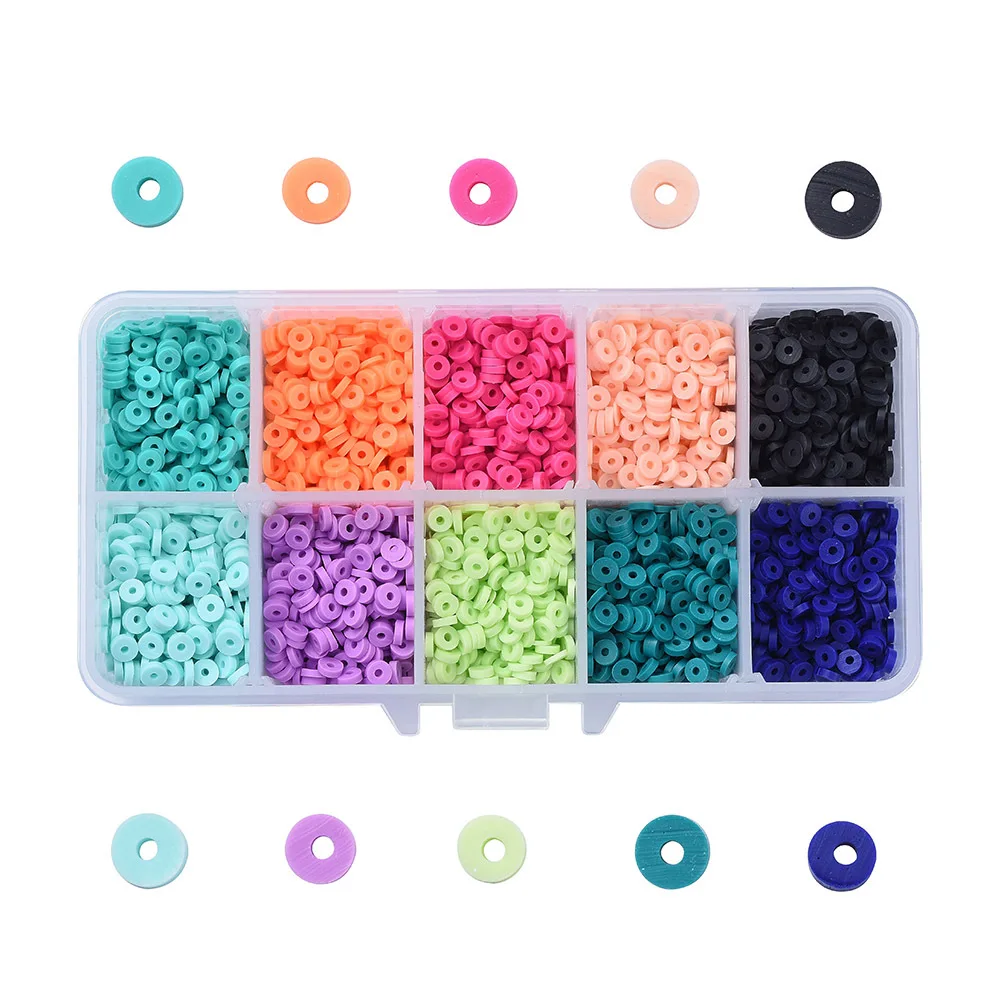 

10 Cell 4mm Polymer Clay Beads Bohemian Soft Pottery Spacer Beads for Jewelry Making Handmade Diy Charm Bracelet Necklace