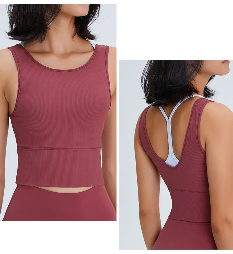 

Both positive and negative women's yoga vest shockproof gathered thread outer wear sports underwear gym clothes bra