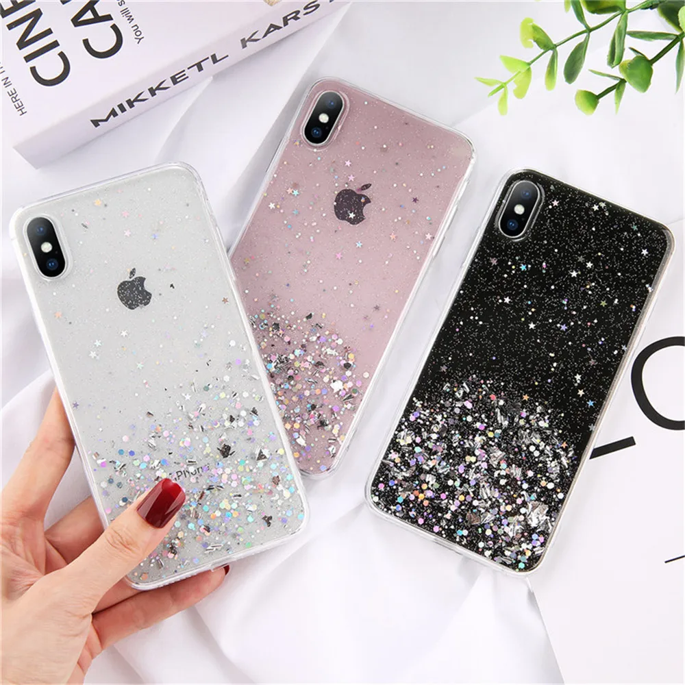 Lovebay блестящий чехол с блестками для iphone 11, 8, 7 Plus, 6, 6 S, прозрачный мягкий чехол из ТПУ для iphone 11 Pro, X, XR, XS Max, задняя крышка