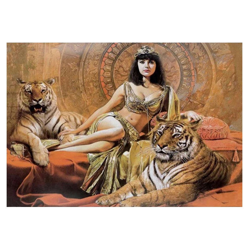 Алмазная 5D картина сделай сам с тигром и девочкой вышивка крестиком узор из смолы