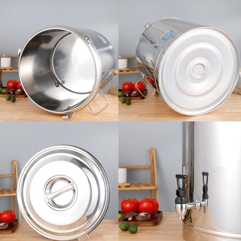 Barril de aislamiento t&eacute;rmico de doble capa, barril de aislamiento t&eacute;rmico de leche de soja para desayuno, de acero inoxidable, 50L-2
