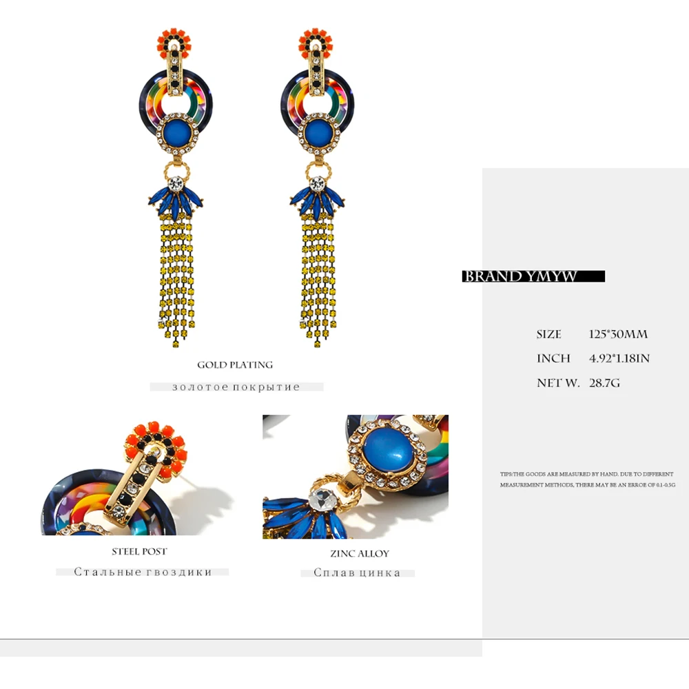 YMYW модные брендовые длинные висячие серьги с геометрическими кисточками