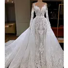 Robe De Mariee горячее длинное свадебное платье русалки со съемным шлейфом роскошный Дубай Оболочка Кружева Аппликация, свадебное платье платья невесты