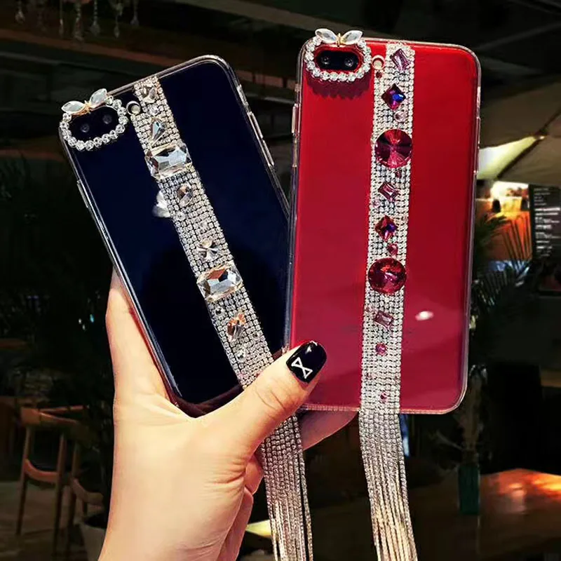 Чехол с кристаллами и кисточками + чехол для телефона блестящими стразами XiaoMi 8 lite