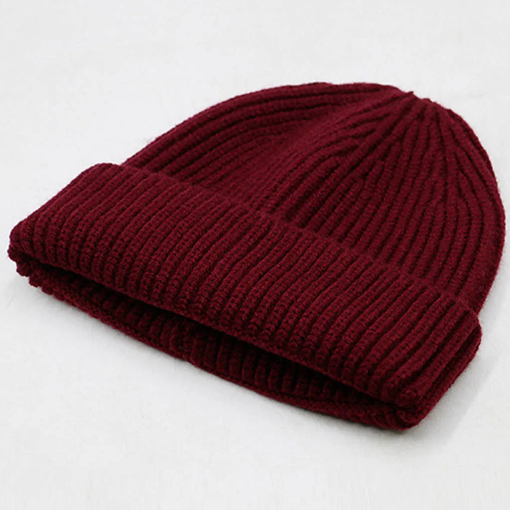 Осенне-зимние теплые короткие вязаные шапки для мужчин и женщин одноцветная