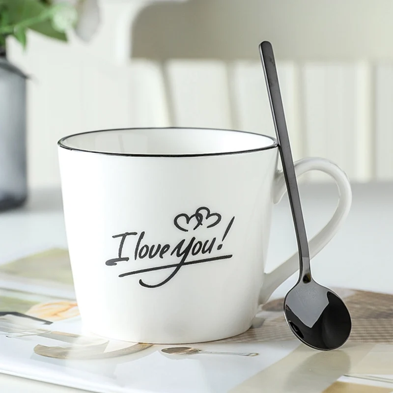 

Новый 300 мл I Love You! Кофейная кружка с последним рисунком, креативные керамические чашки для завтрака в скандинавском стиле с молоком на добро...