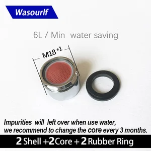 WASOURLF 2 шт. водосберегающий аэратор для смесителя 6 л M18 * 1, устройство для крана с наружной резьбой, аксессуары для пузырьков, умывальник, кухонная вода