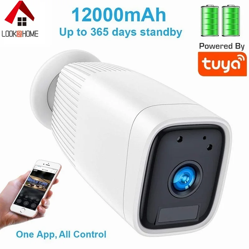 

Камера видеонаблюдения TUYA, 1080P, Wi-Fi, с аккумулятором 12000 мА · ч, IP66, водонепроницаемая