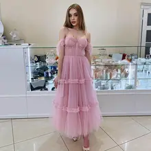 Elegant Blush Pink A-Line Short Evening Gowns Tulle Prom Dress Sweetheart Off The Shoulder Straps Zipper Back Party Dresses (4)