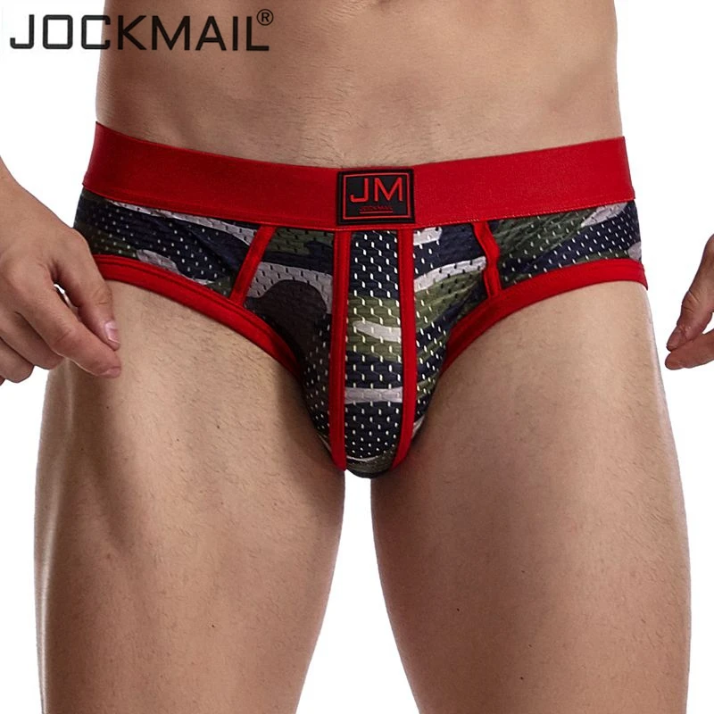 JOCKMAIL Мужское нижнее белье трусы с низкой посадкой камуфляжные сексуальное гей
