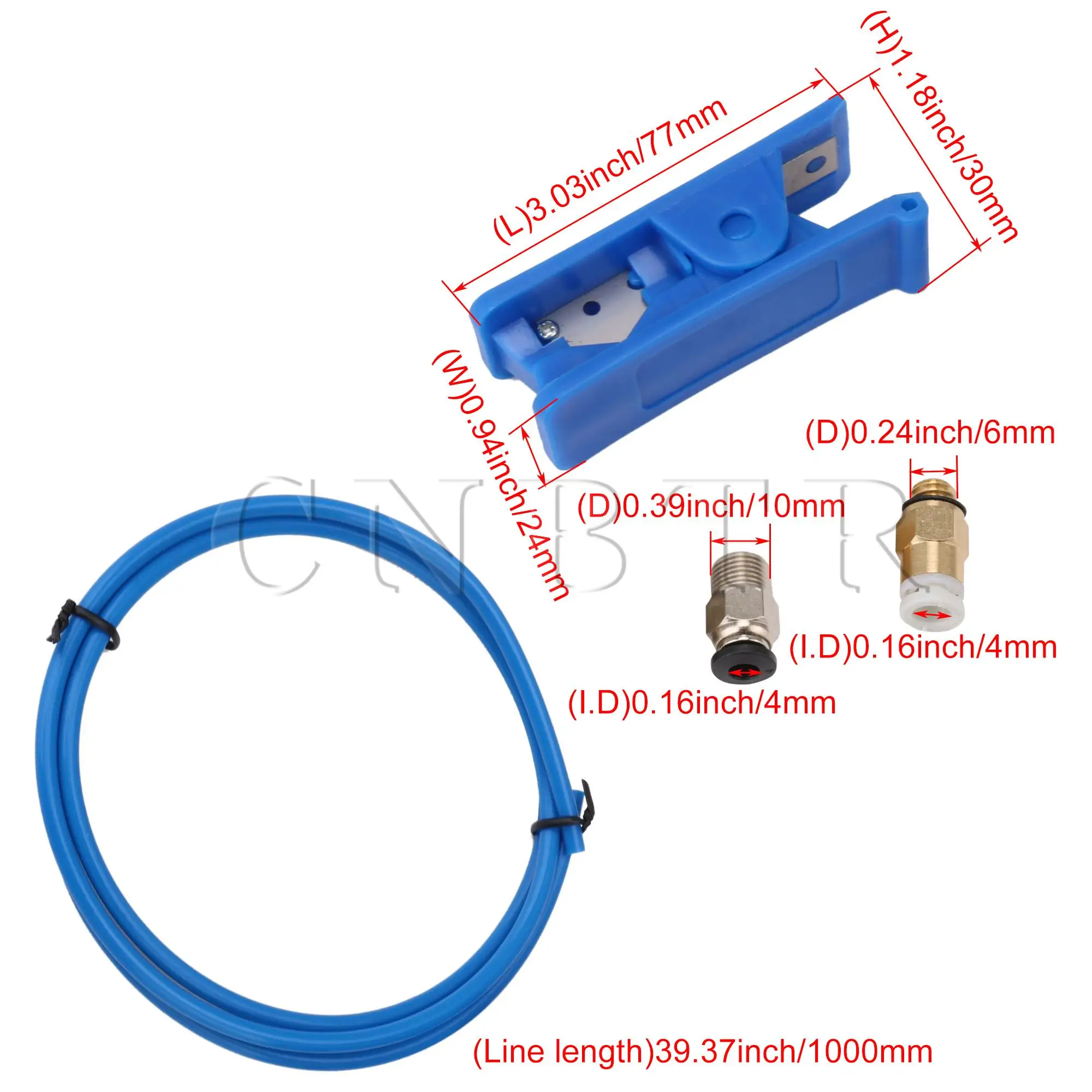 

CNBTR 6Pieces PTFE Tube & Push Fitting Connector for Three-Dimensional Printer