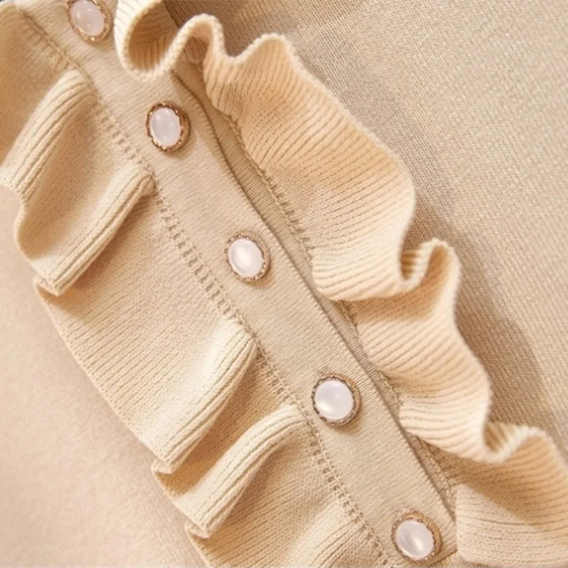 Women Knitted 2021 New Winter Sweet Cute Sexy Party Dress Long Sleeve Chic Streetwear Ladies Ruff A Line Mini Dresses Clothes | Женская