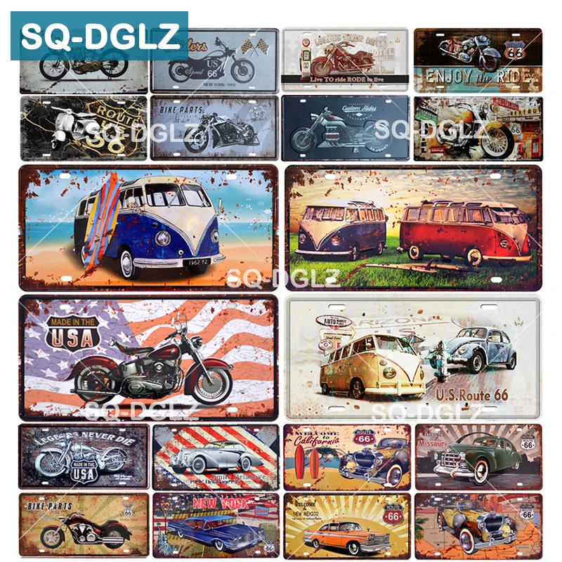 [SQ DGLZ] номерной знак США для мотоцикла Настенный декор маршрут 66 жестяной