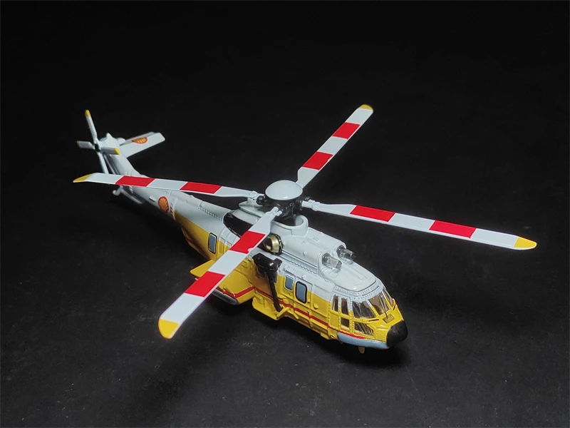 Tiny 1/144 Super Puma Shell Helicopter HongKong Die Cast Model Helicopter Collection Limited