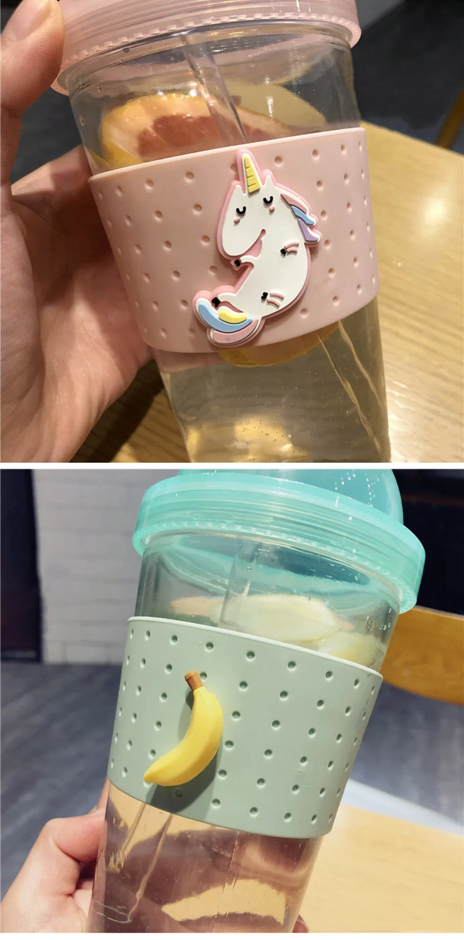 Новая модная вишня двухслойная стеклянная чашка Kawaii бутылка для воды для детей и взрослых с соломинкой милые бутылки для воды Bpa бесплатно герметичные чашки
