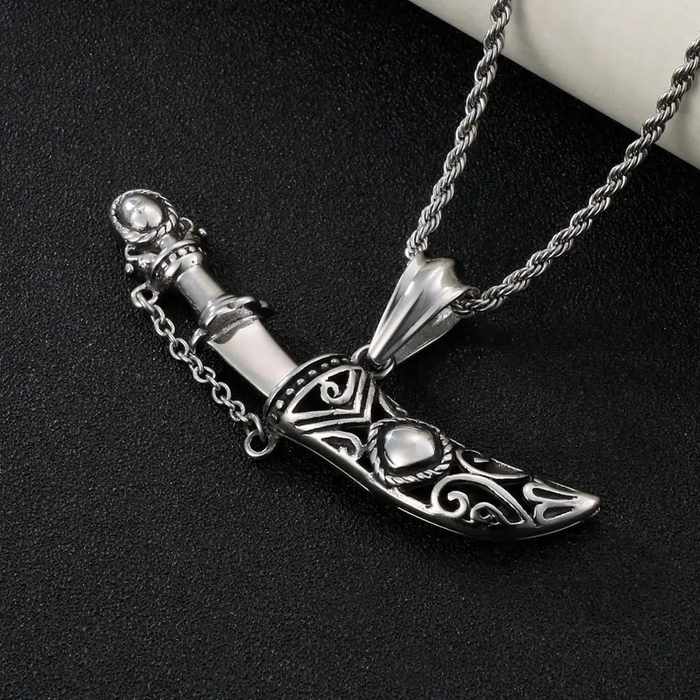 Fongten Viking ожерелье с кулоном в виде меча Готическая цепочка из нержавеющей стали