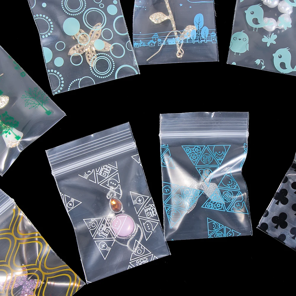 100 шт. прозрачные пластиковые мини-пакеты на молнии для ювелирных изделий | Дом и