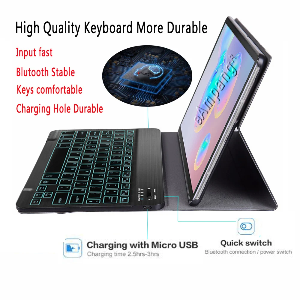 Чехол с клавиатурой и подсветкой для Samsung Galaxy Tab S6 10 5 чехол T860 T865 со съемной Bluetooth