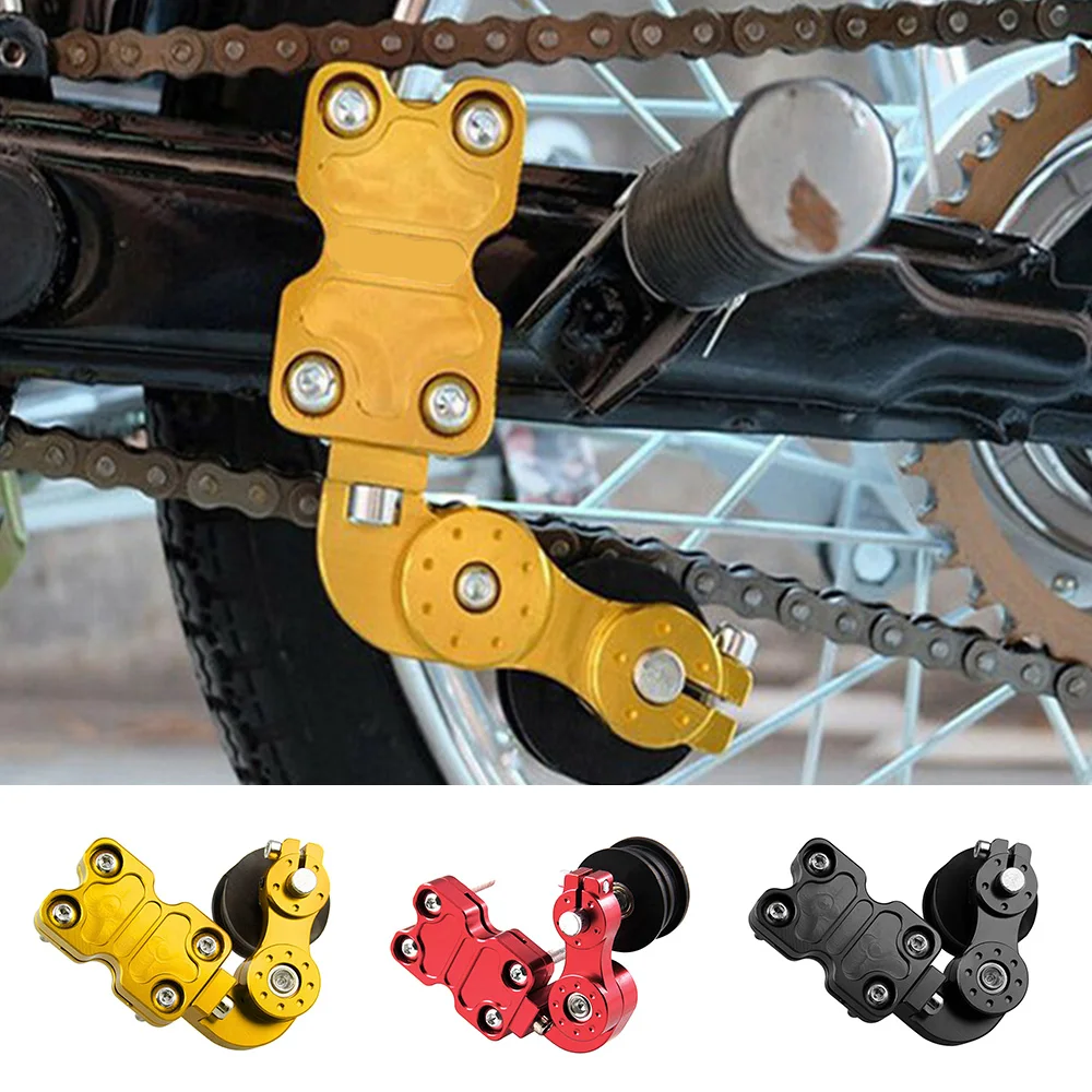 

Universal Aluminum Motorcycle Chain Tensioner Portable Motorcycle Golden Aluminum Adjuster Chain Tensioner Bolt On Roller Tool