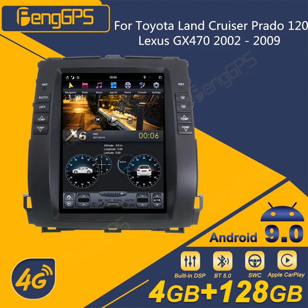 

For Toyota Land Cruiser Prado 120 Lexus GX470 2002 - 2009 Android Car Radio Tesla Screen 2Din Stereo Receiver Autoradio Unit