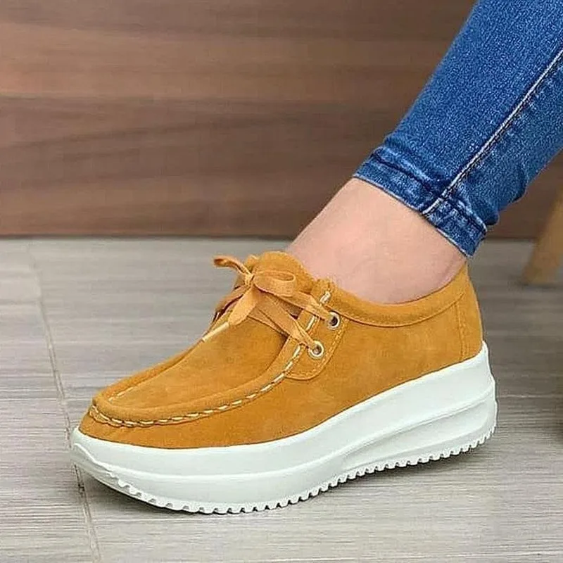 

Sneakers Women Autumn Fashion Solid Lace-up Women Casual Shoes 2020 New Platform Shoes Plus Size Walking Ladies Vulcanized Shoes