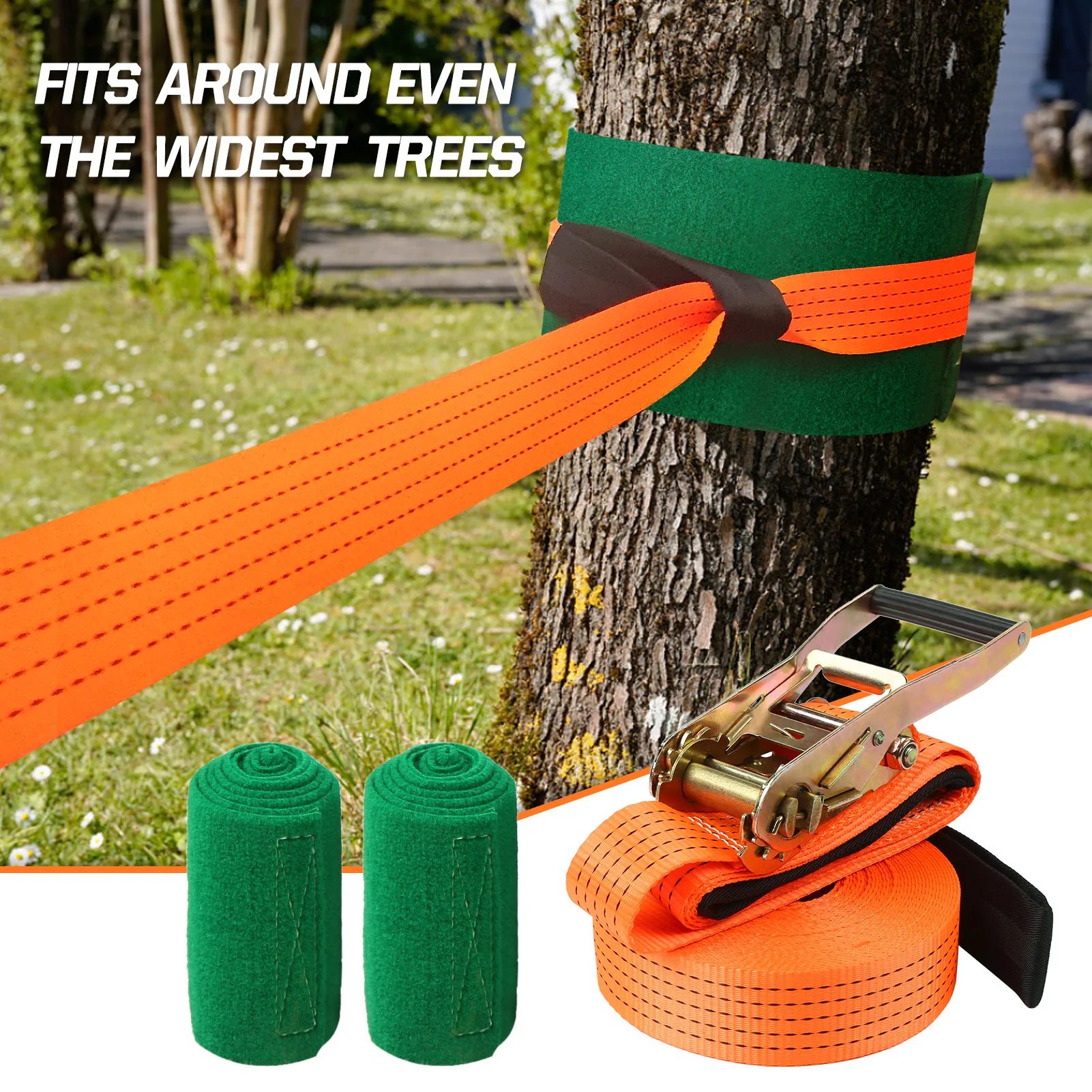 

Slackline Kit with Training Line Arm Trainer Ratchet Work Gloves and Carry Bag Outdoor Backyard Family Fun for Adults Kids