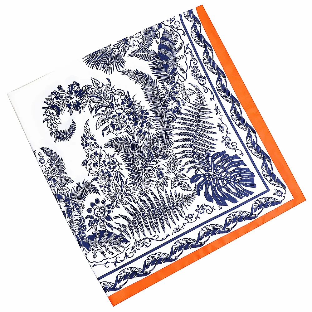130cm Jungle Leaves Brand Scarf Luxury Design Twill 100% Silk Square Fashion Shawl Women Kerchief Scarves For Ladies - купить по