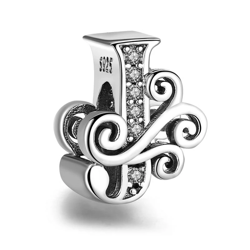 CodeMonkey 100% 925 пробы Серебряное имя буква алфавит J шарм бисер подходит для