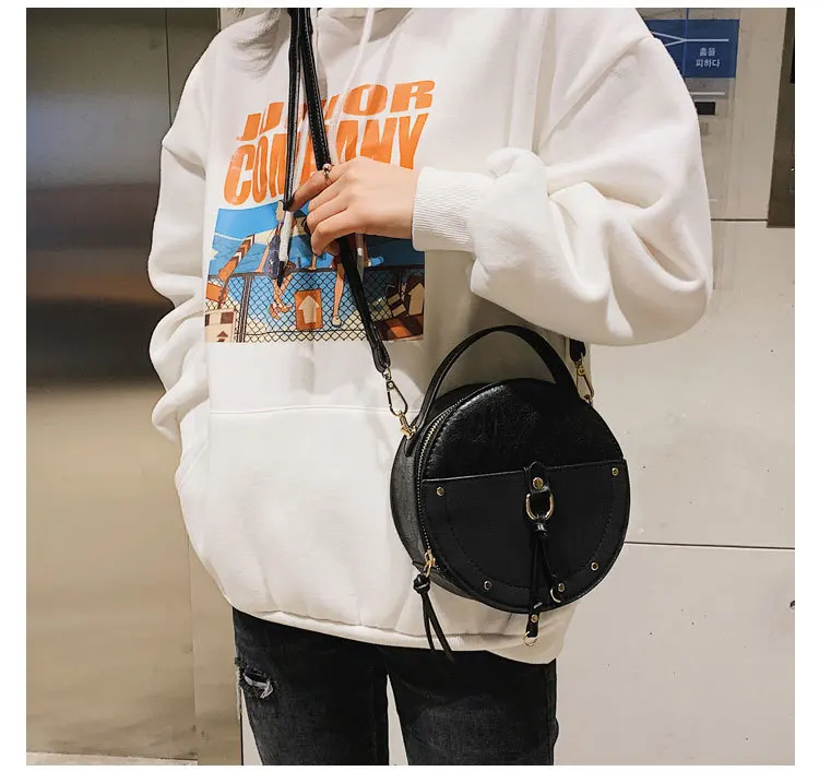 Женская винтажная Сумка тоут из искусственной кожи маленькая круглая матовая