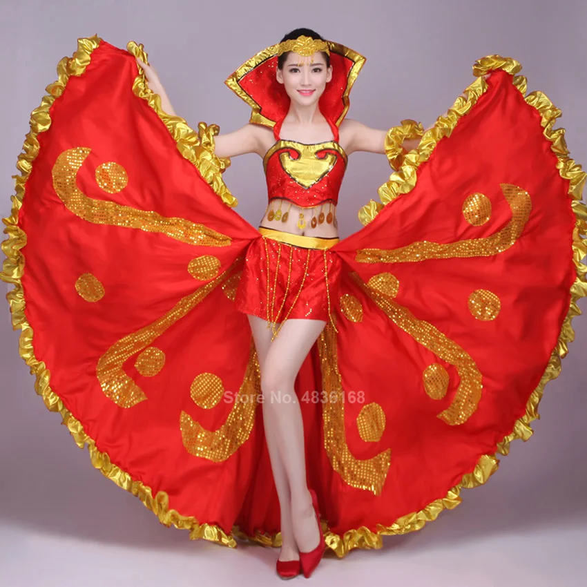 Dance Gypsy Skirt Woman Spanish Flamenco Costumes Lace Embroidery Carnival Party Belly Spain Stage Performance Clothing | Тематическая