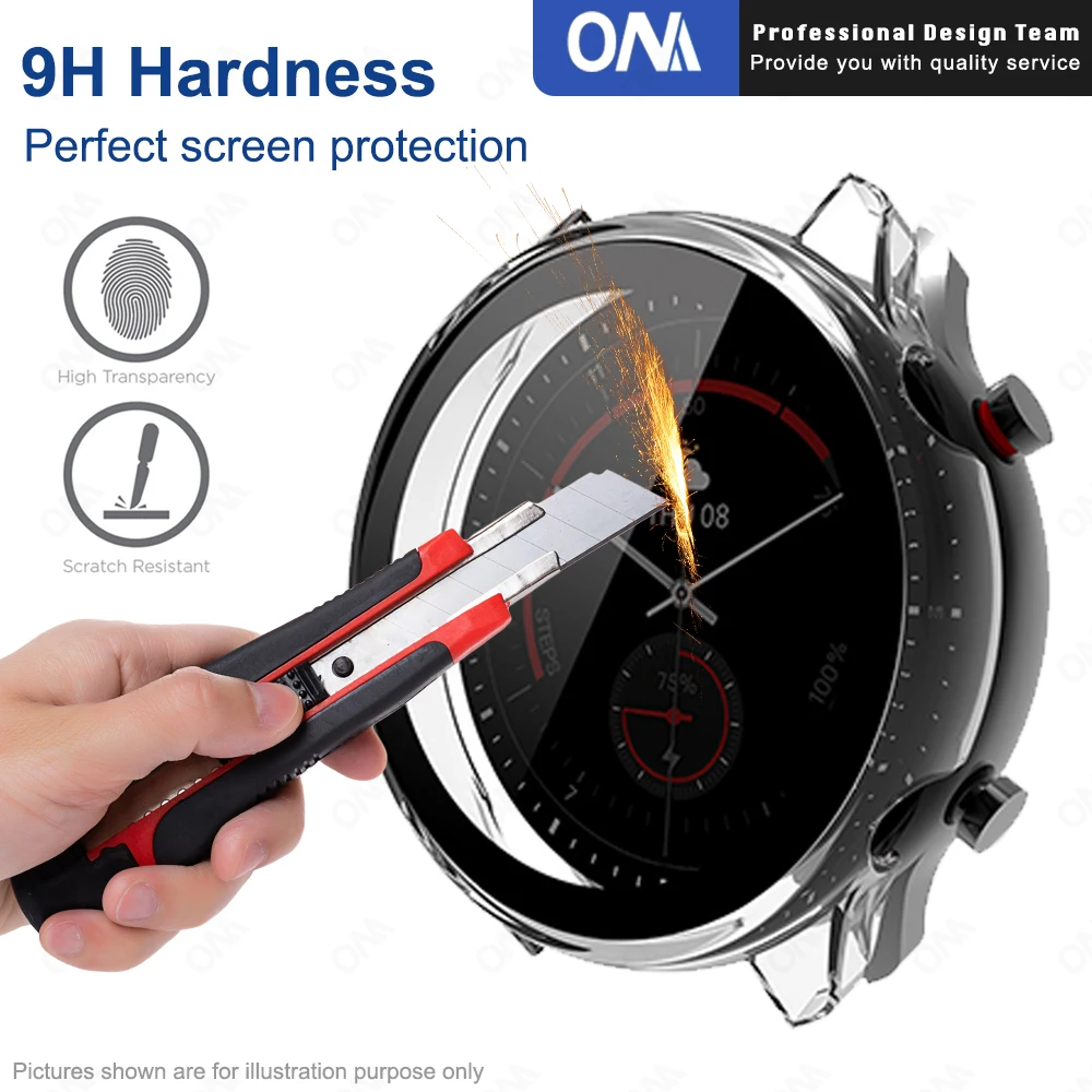 Чехол для защиты ПК и защитная пленка для экрана для Amazfit GTR3 GTR 3 Pro GTS3 GTS 2 Mini 2E с защитным стеклом на корпусе умных часов.