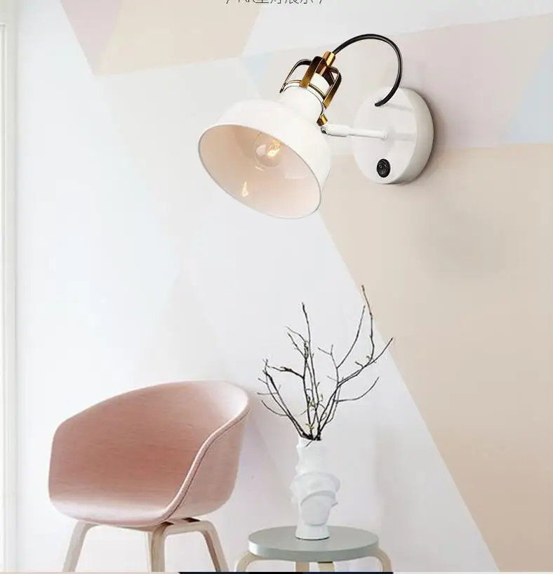 

Настенный светильник в американском стиле в стиле кантри, лофт, промышленный светильник, простой качающийся кронштейн, Белый настенный све...