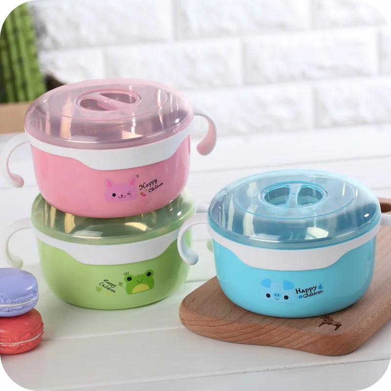 Распродажа мультяшная миска для лапши с крышкой ручкой 620 мл конфетный цвет