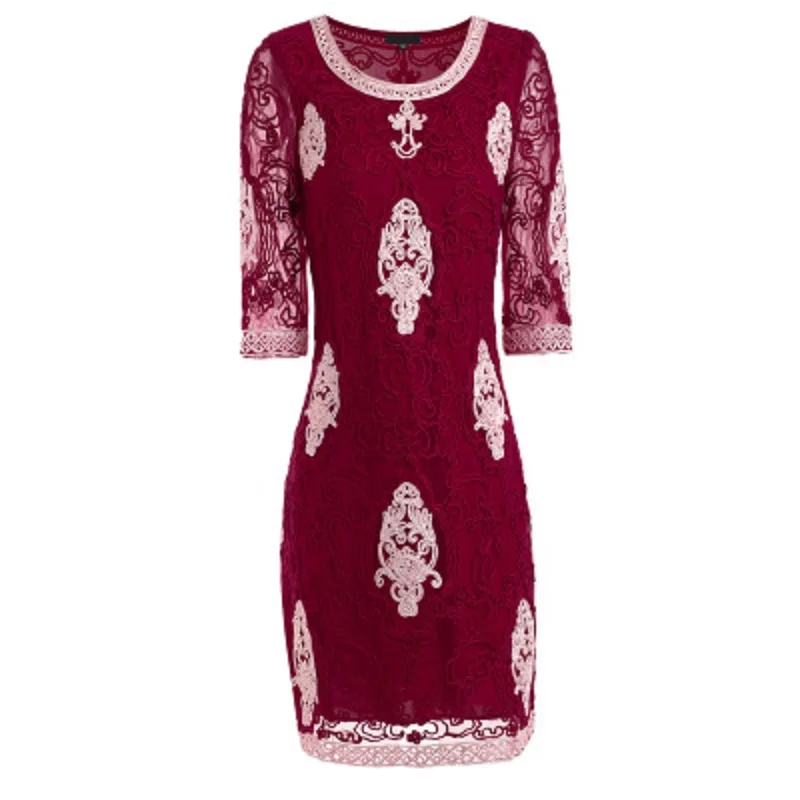 

dresses Pencil sexy Lace new Spring Autumn fashion Christmas ladies dress plus size 4xl women elegant vintage O Neck Dress
