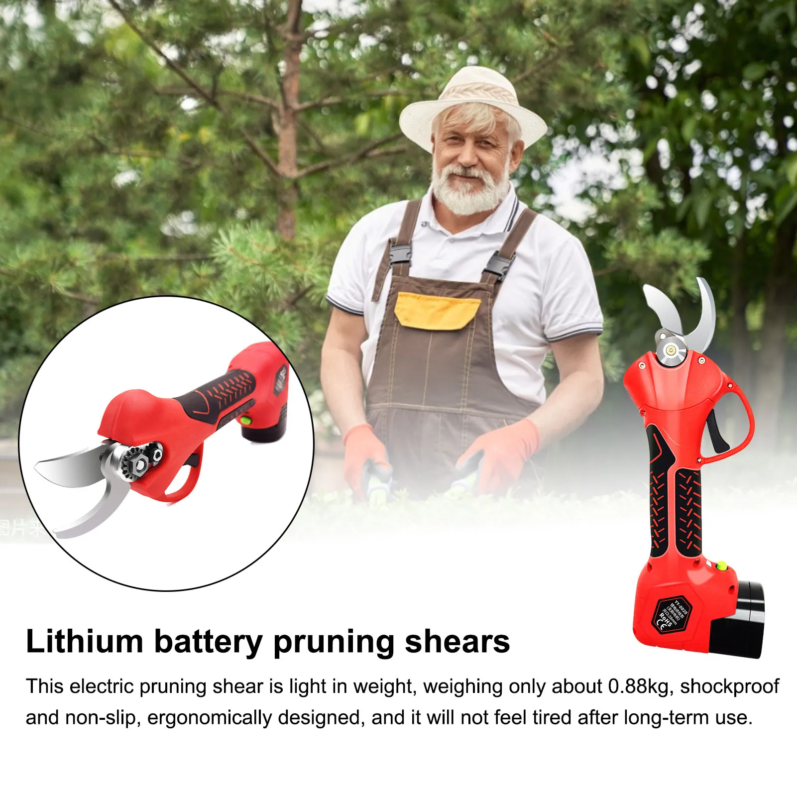 Cordless Pruner Electric Pruning Shear 2Pcs 16V Lithium Battery Fruit Tree Bonsai Landscaping Pruning Branch Cutter Garden Pool