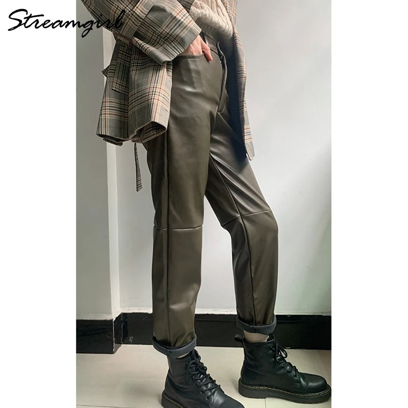 Брюки Streamgirl женские из искусственной кожи узкие султанки экокожи простые черные