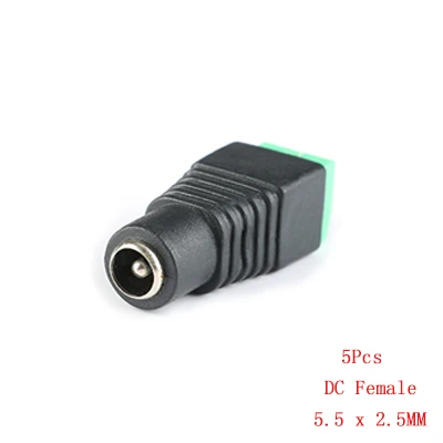 5Pcs Female 5.5x2.5 10 шт. 5,5x2,1 мм Женский Мужской DC Мощность переходник для 5050 3528 5060 один Цвет Светодиодные ленты Системы охранного видеонаблюдения(CCTV камеры 5,5x2,5 - Цвет: 5Pcs Female 5.5x2.5