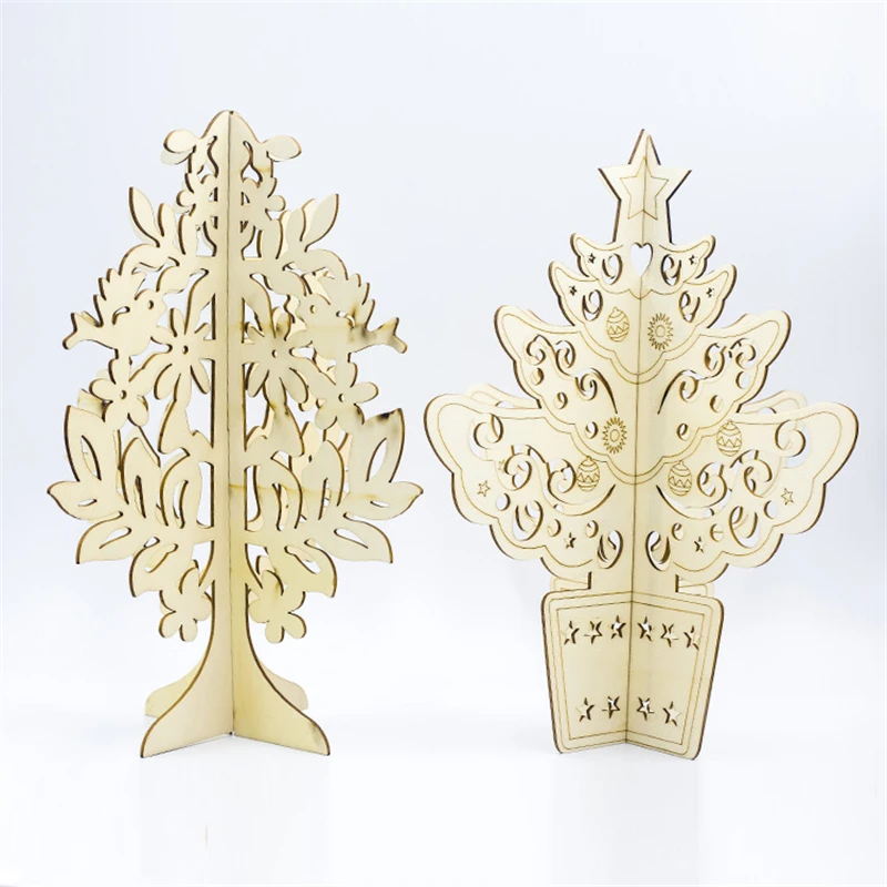1 шт. креативные вырезанные деревянные елочные украшения поделки новогодний